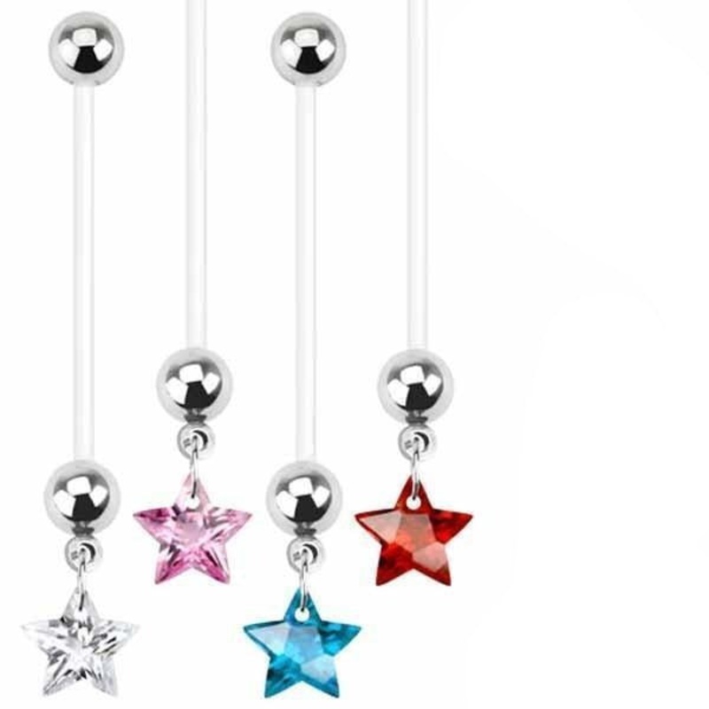 Star Pregnancy Belly Bar 14G Clear