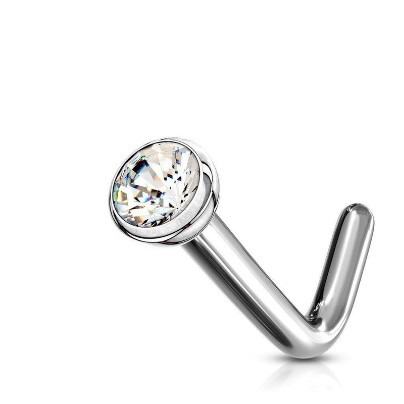 Titanium Gem Nose L Bend 20G 18G 20G Clear