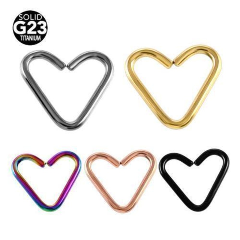 Titanium Heart Ring 16G Black