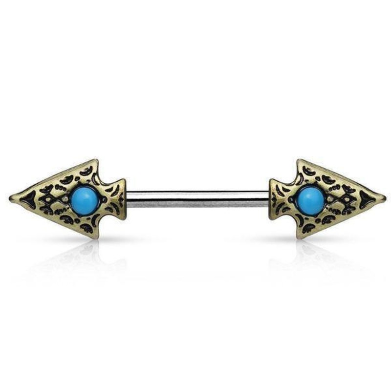 Turquoise Spear Nipple Bar 14G (Single)
