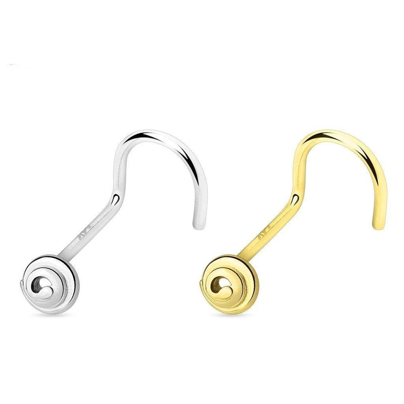 14kt Gold Spiral Nose Screw 20G White Gold