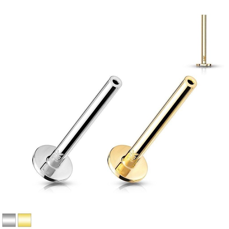 14kt Gold Threadless Labret Bar White Gold 18G 6mm