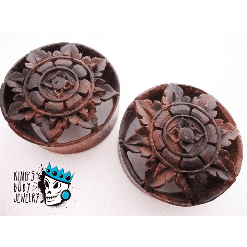 Black Areng Wood  Big Flower Tunnels (15/16 inch & 34 mm) 15/16 inch
