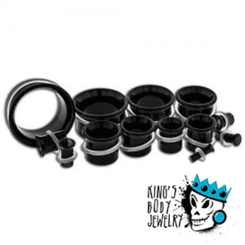 Black Glass Single Flare Tunnels (8 gauge – 1 inch) 8 g