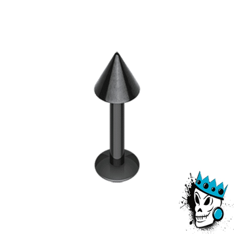 Black Labret Ring with Spike (16 gauge – 14 gauge) 16 g 5/16″