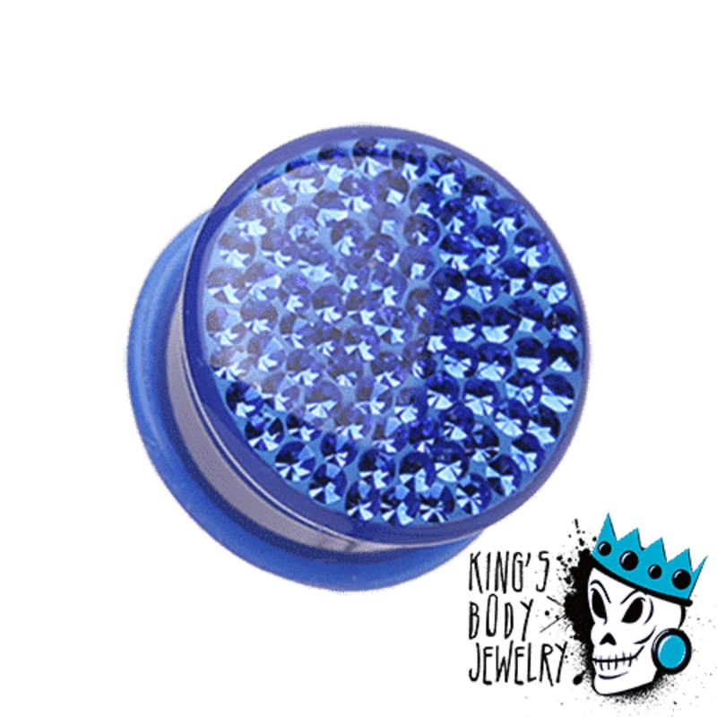 Blue Disco Ball Bling Plugs (6 gauge – 1 inch) 6 g