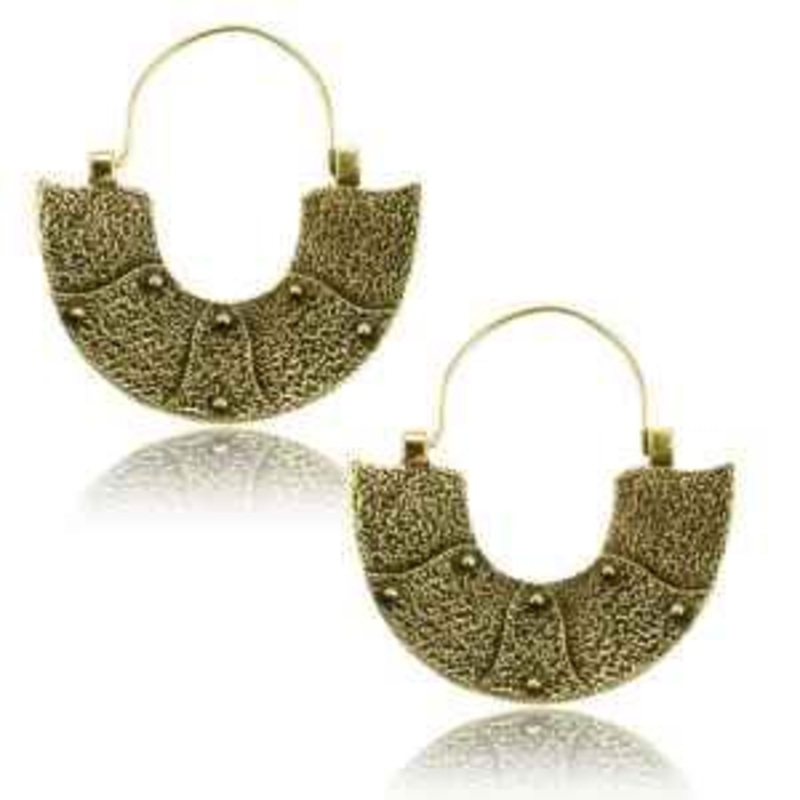 Brass Rivet Basket Earring PAIR