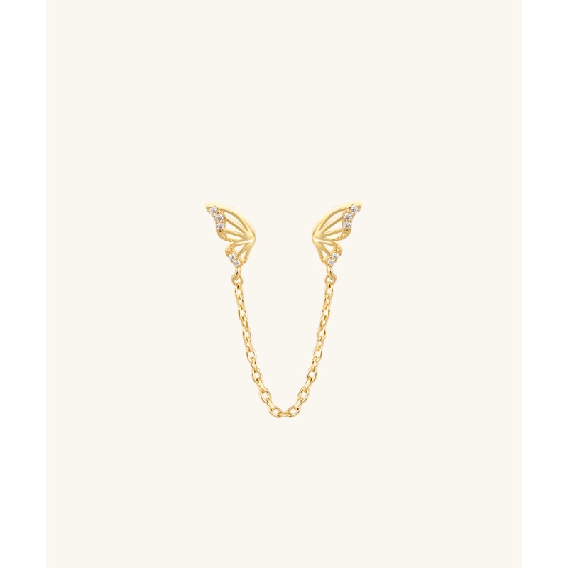 Butterfly Chain Stud Gold