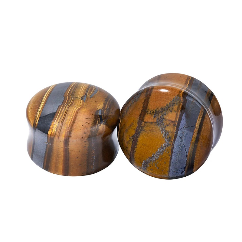 Diablo Organics Yellow Tiger’s Eye Stone Plugs (8 gauge – 1 inch) 8 g