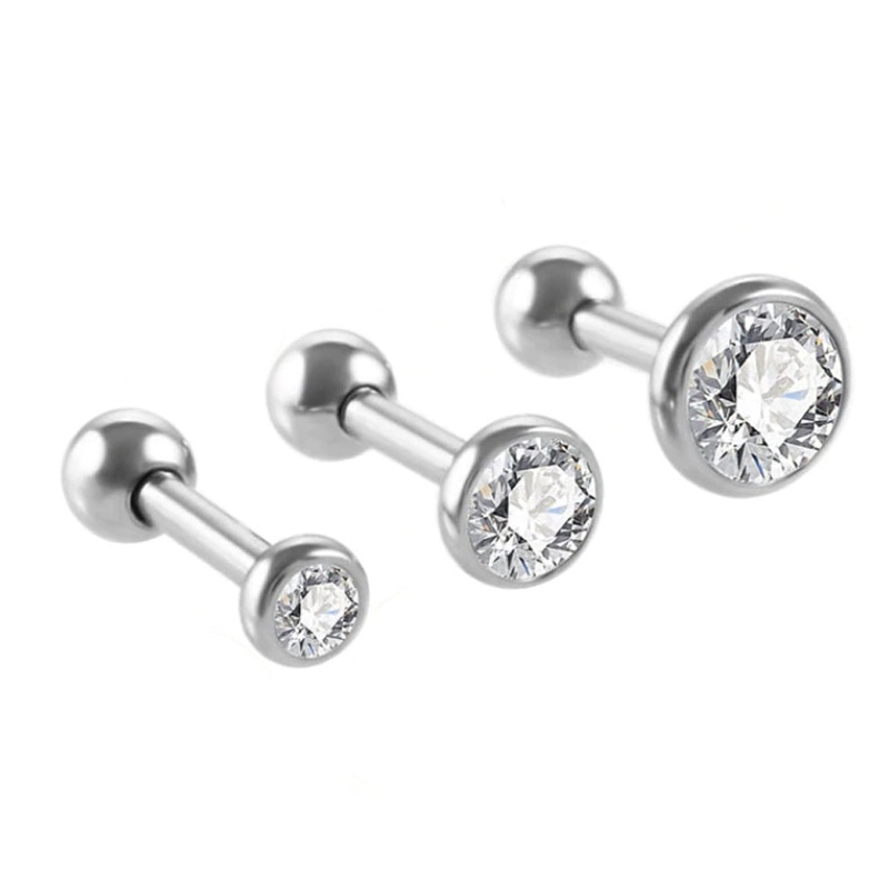 Emi Crystal 16G Barbell in Clear Triple Piercing Set (3mm, 4mm, 5mm)