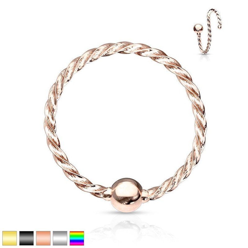 Fixed Side Twisted Ring 20G 18G 16G 20G 8mm Black