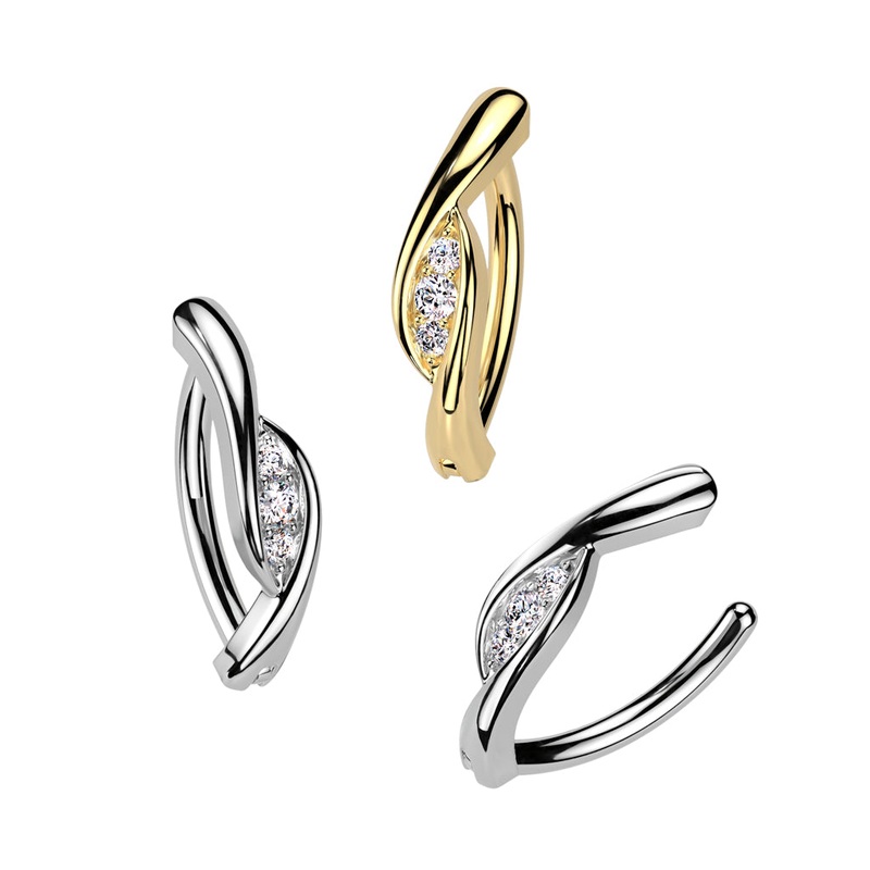 Gem Centre Hinged Belly Bar 14G Gold