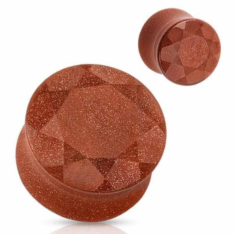 Gold Sandstone Faceted Plug 5mm-16mm 14mm(9/16″)