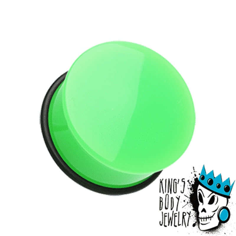 Green Acrylic Single Flare Plugs (10 gauge – 1 inch) 10 g