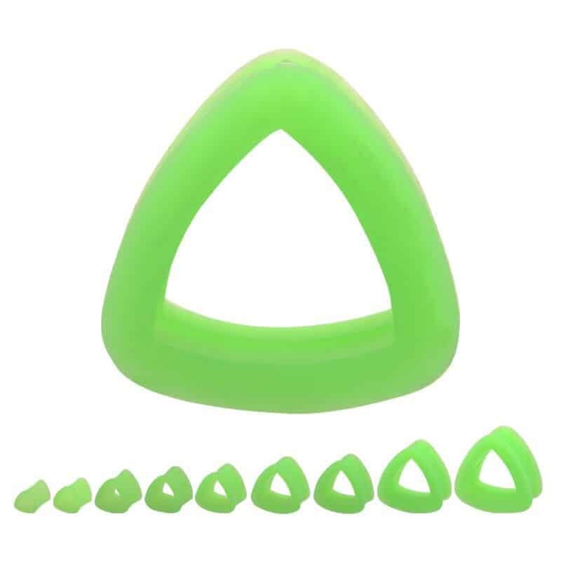 Green Silicone Triangle Tunnels (2 gauge – 1 inch) 2 g