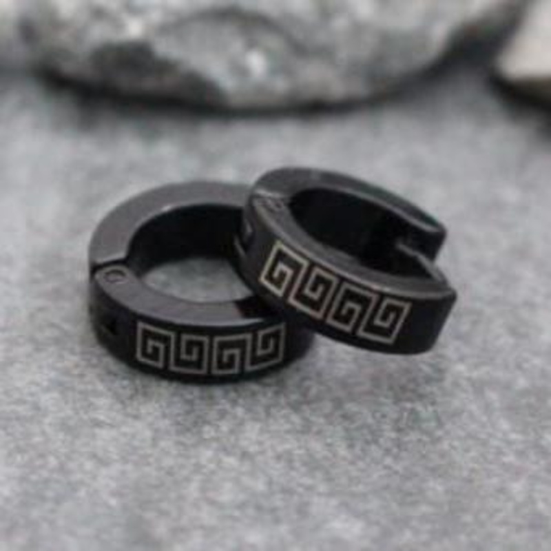 Homme Stainless Steel Earrings in Blackline