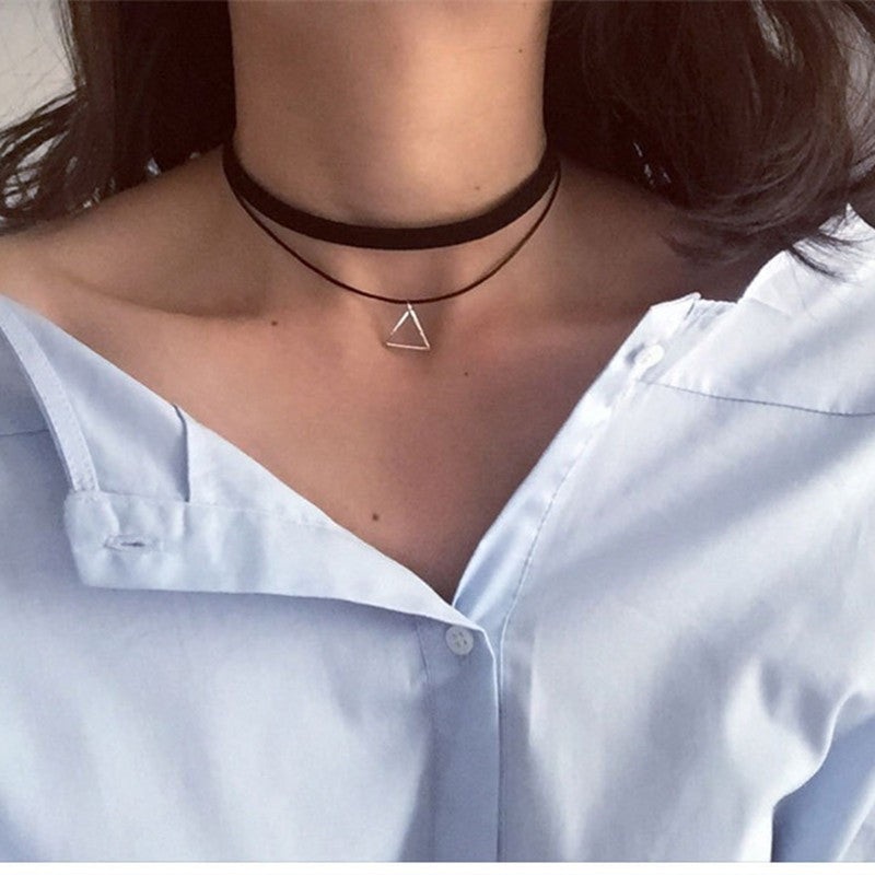 Joy Layered Geometric Triangle Choker Necklace