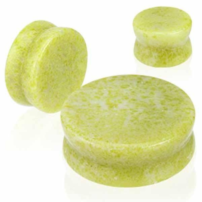 Lemon Jade Stone Plug 6G-1″ 14mm(9/16″)
