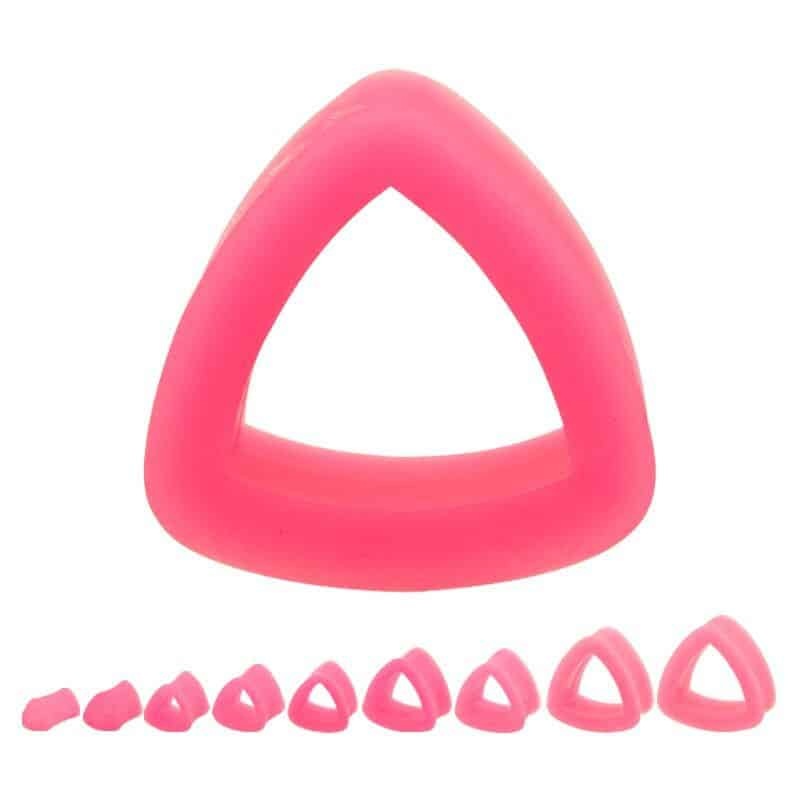 Pink Silicone Triangle Tunnels (2 gauge – 1 inch) 2 g
