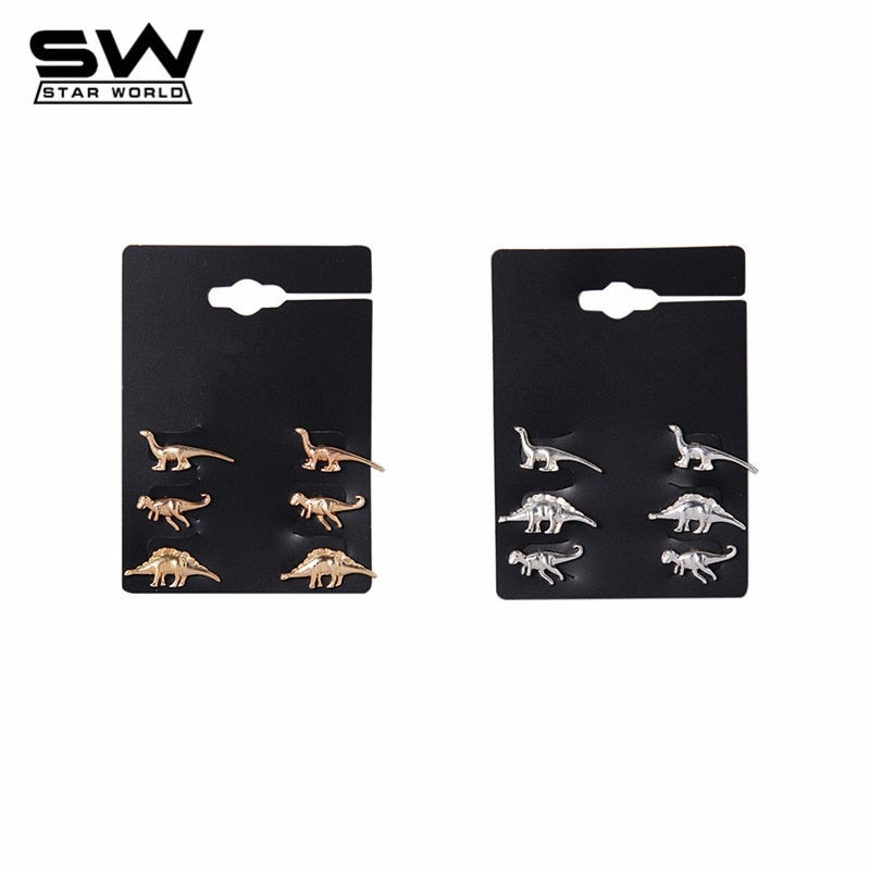 Rexina Dinosaur Earring Piercing Set 6pcs Gold