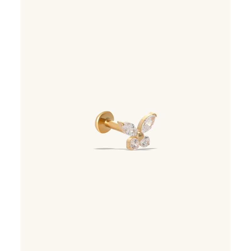 Titanium Butterfly Stud Gold