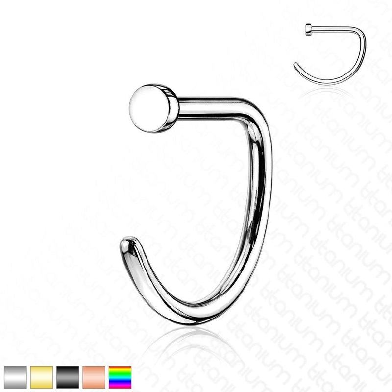 Titanium D Shape Nose Hoop 20G 20G 8mm Black