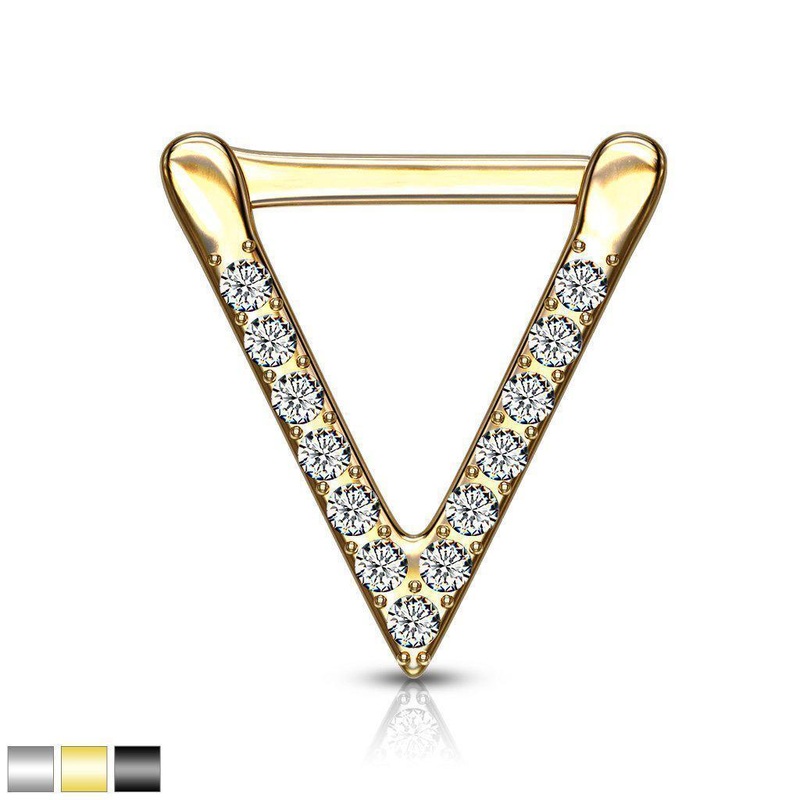 Triangle Paved Septum Clicker 16G Gold