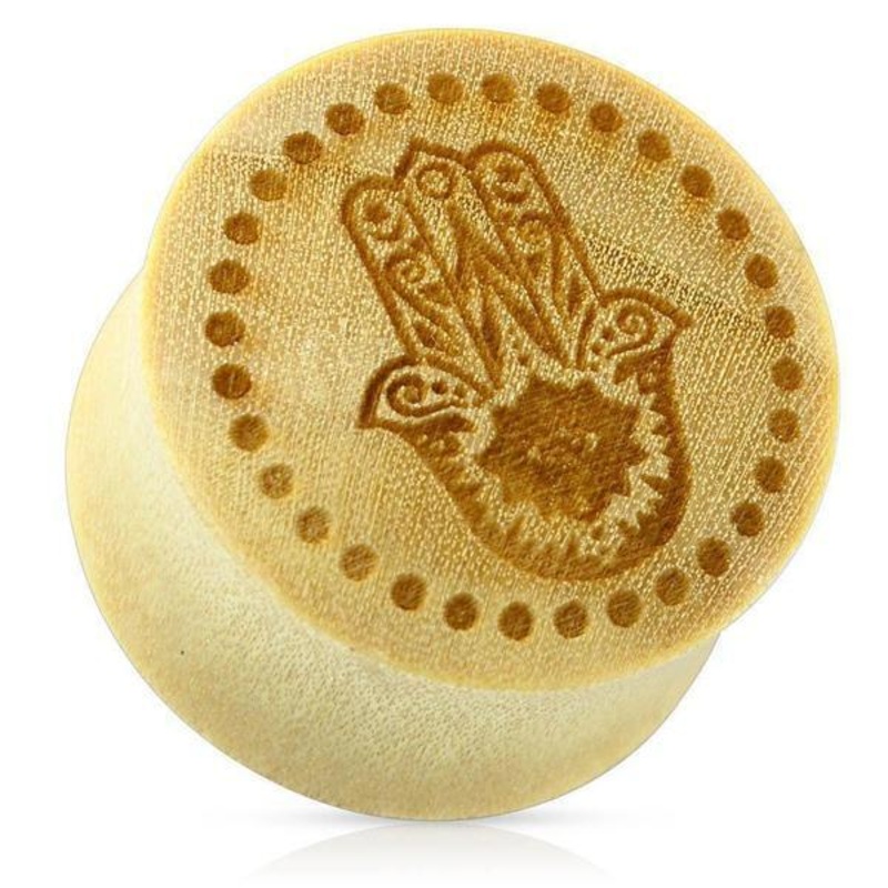 Wood Hamsa Saddle Fit Plug 00G-1″ 12mm(1/2″)