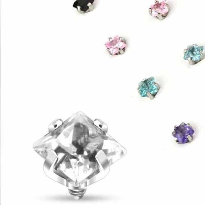 3.5mm Square Gem Dermal Top 14G Black