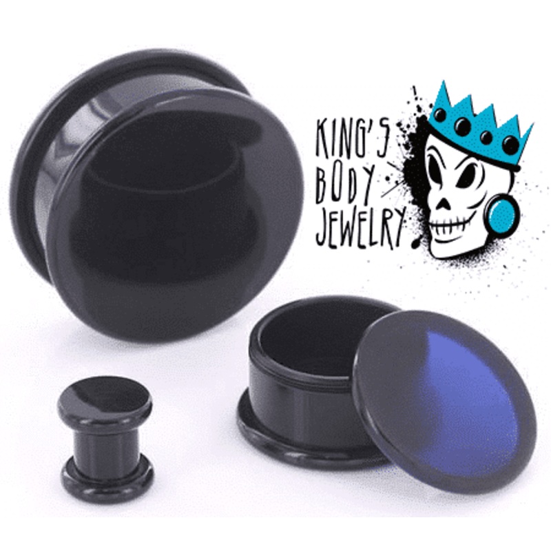 Black Acrylic Stash Plugs (6 gauge – 1 & 7/8 inch) 6 g