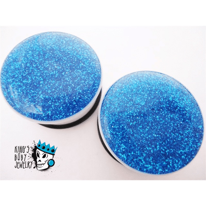 Blue Acrylic Sparkle Plugs (9/16 inch & 7/8 inch) 9/16 inch