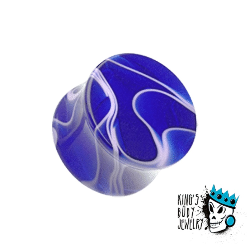 Blue Marble Acrylic Double Flare Plugs (8 gauge – 1 inch) 8 g