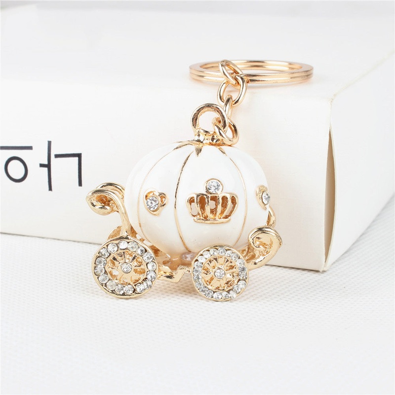 Diana Princess Pumpkin Crystal Carriage Keychain White