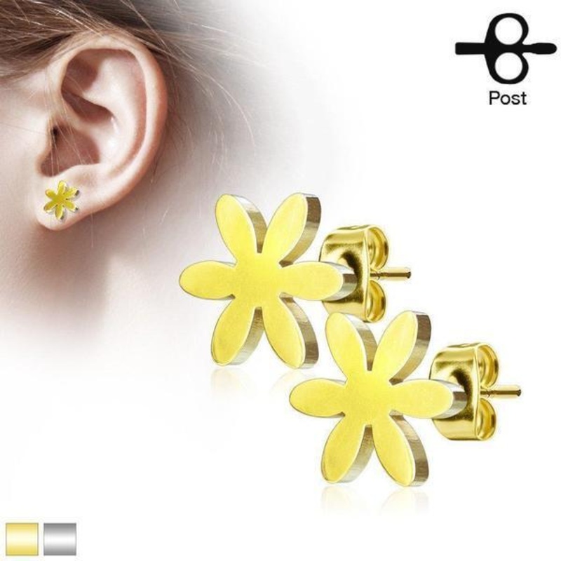 Flower Earrings Pair Gold