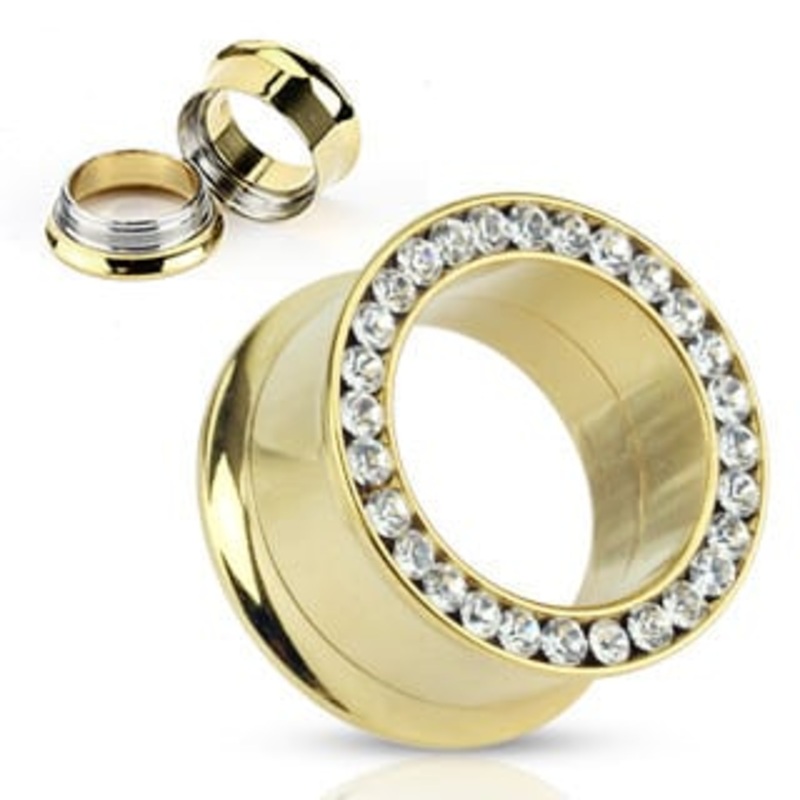 Gold Bling Plugs (6 gauge – 1 inch) 6 g