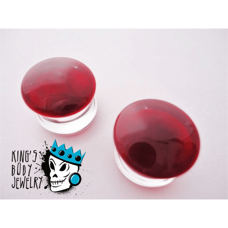 Gorilla Glass Ruby Color Front Double Flare Plugs (8 gauge – 1 inch) 8 g