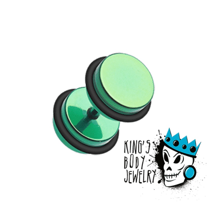 Green Anodized Fake Steel Plugs (16 gauge) 16 g
