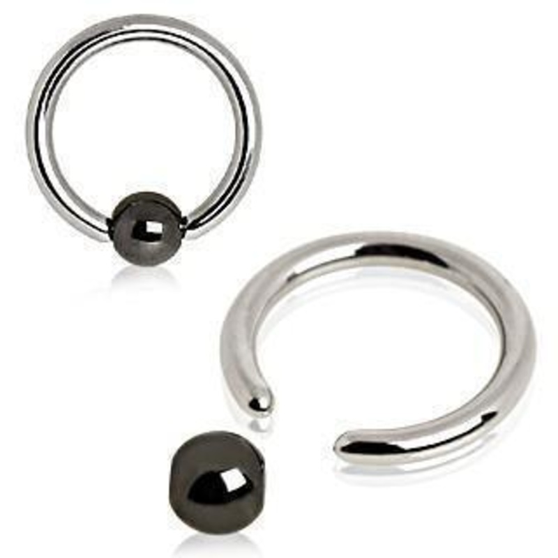 Hematite Coated Ball Captive Ring 18G-10G 18G 6mm