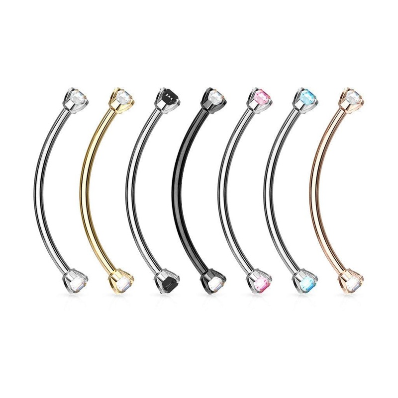 I.T. Gem Long Curve 16G 14mm Black Clear