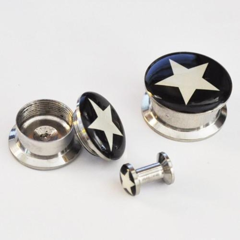 Steel Star Screw Fit Plug 8G-19mm 3.2mm(8G)