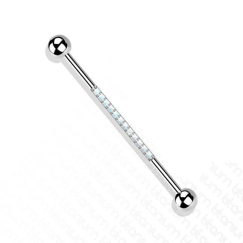 Titanium Opal Paved Industrial 14G 38mm