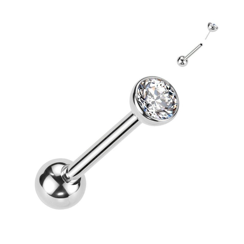 Titanium Threadless Gem Barbell 14G 16mm