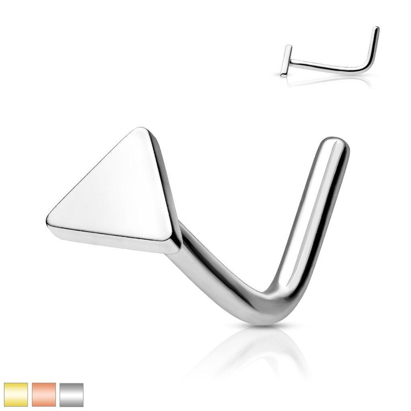 Triangle Top Nose L Bend 20G Gold