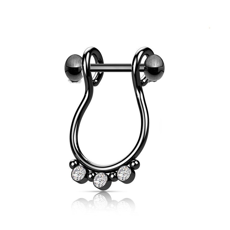 Triple Gem Cartilage Cuff 16G Black