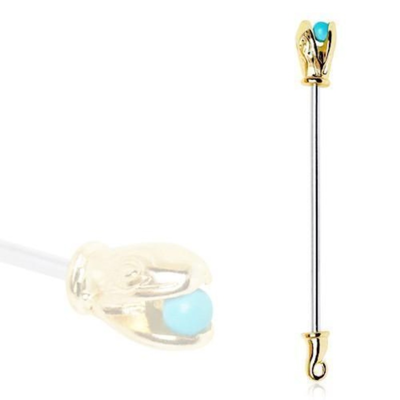 Turquoise Serpent Industrial 14G 38mm