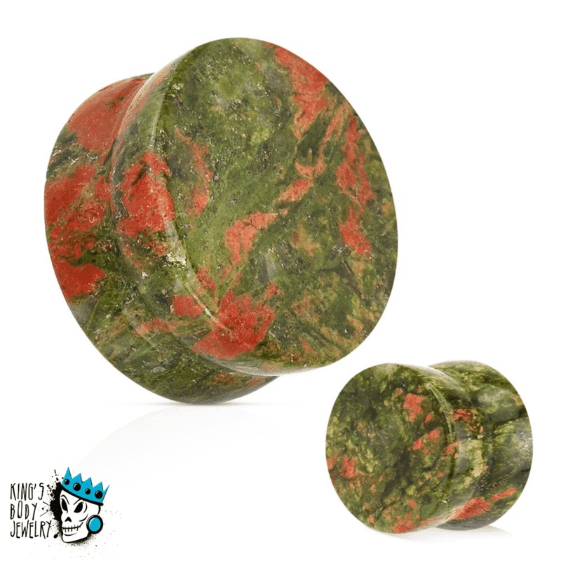 Unakite Double Flare Stone Plugs  (8 gauge – 1 inch) 8 g
