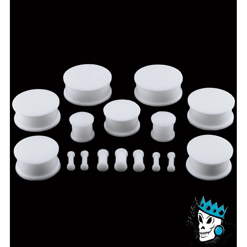 White Solid Silicone Plugs (8 gauge – 2 inch) 8 g