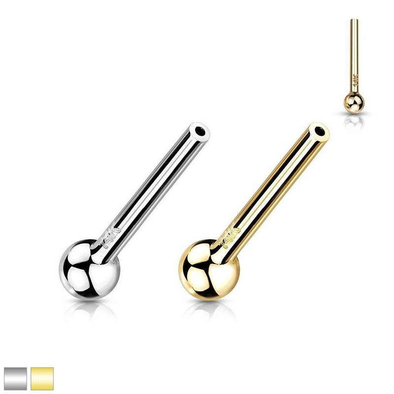 14kt Gold Threadless Cartilage Bar 18G 16G White Gold 18G 6mm