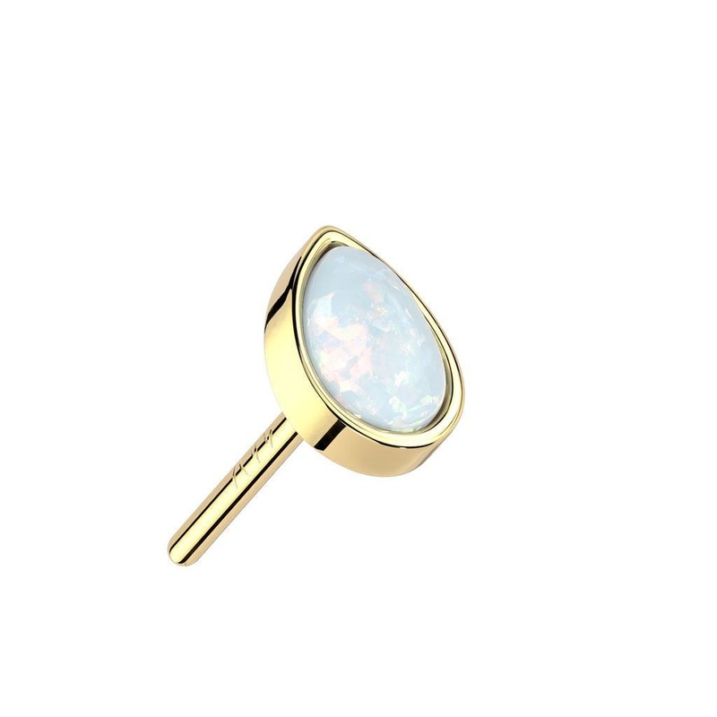 14kt Gold Threadless Opal Drop Top White Gold