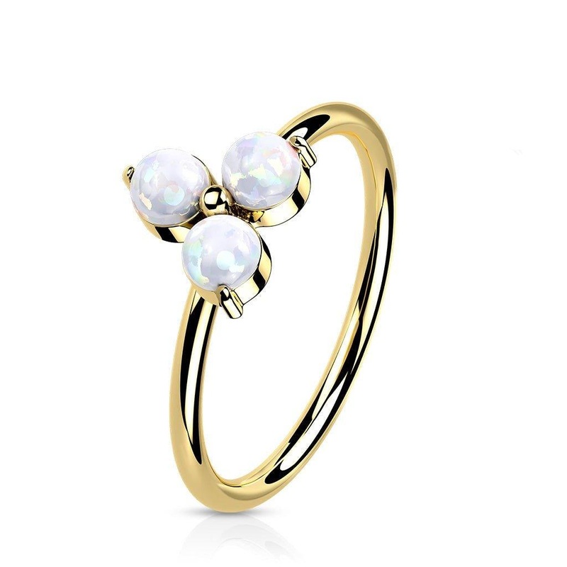 14kt Gold Tri Opal Twist Ring 20G 8mm White Gold